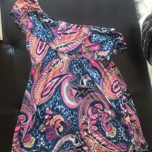 Paisley one shouldered dress